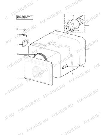 Взрыв-схема плиты (духовки) Tricity Bendix SB463BK - Схема узла H10 Main Oven Cavity (large)